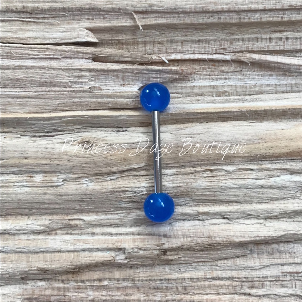 Blue Glow In The Dark Tongue Ring